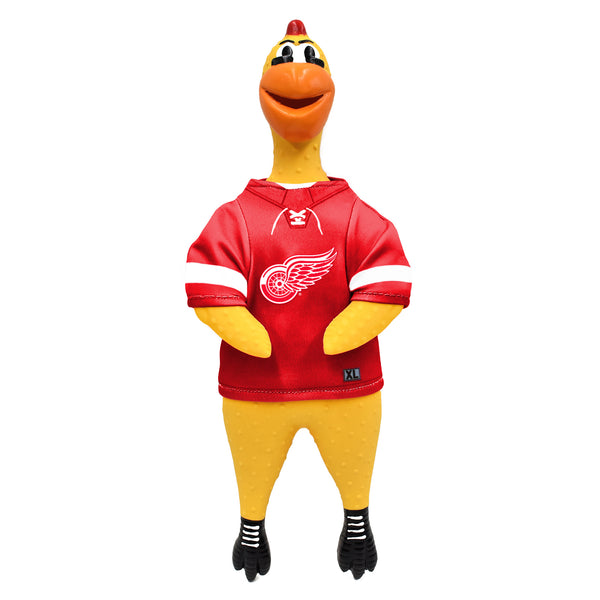 Detroit Red Wings Rubber Chicken Dog Toy With Clucker