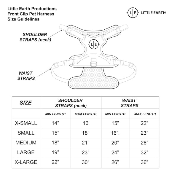 Front Clip Pet Harness Size Chart